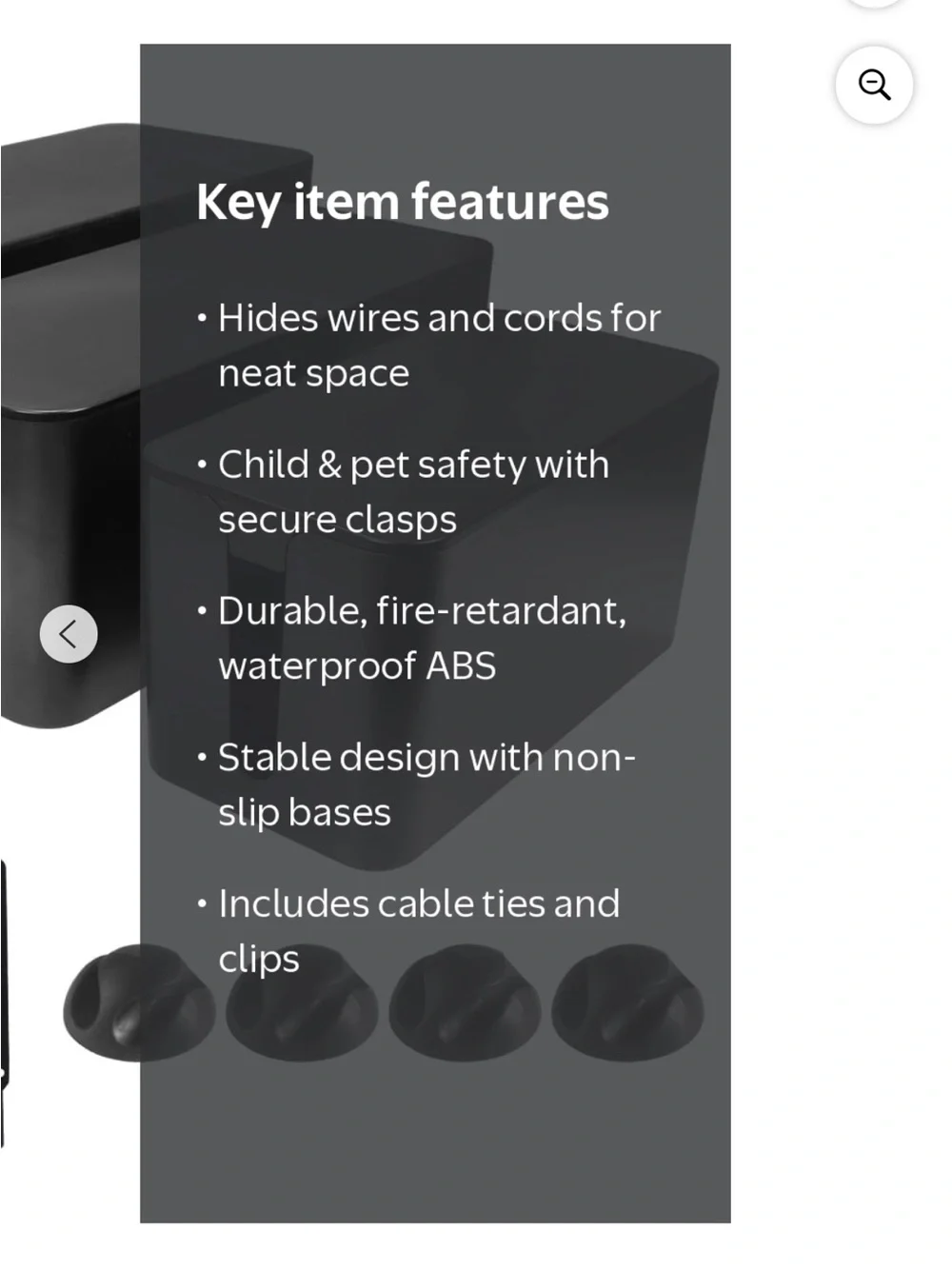 Set of 3 nested Black Cable Management and Storage Boxes